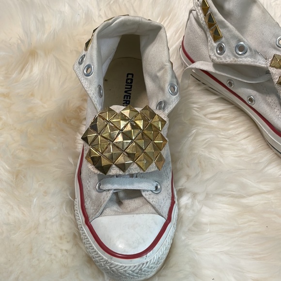 Studded white converse high tops 4 - Picture 3 of 6